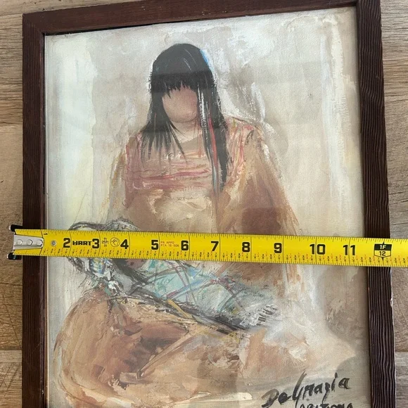 DeGrazia Art Apache Mother Baby Vtg Signed Matted Frame Southwest 12x15 - Picture 10 of 12